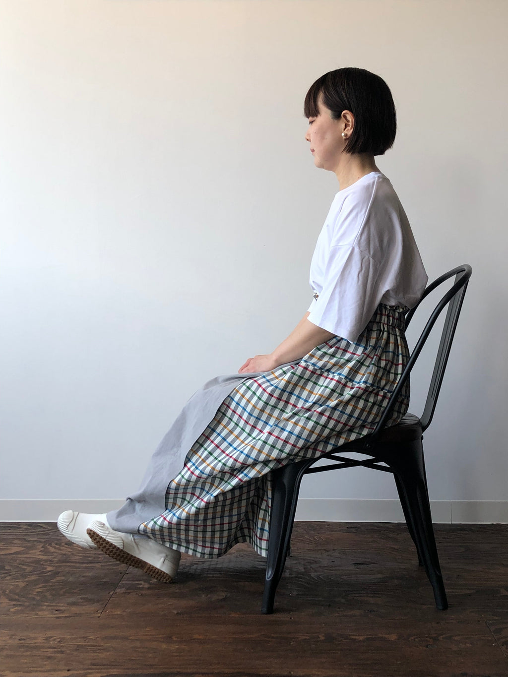Katakai Cotton Skirt with Olympia Check, Made-to-Order From Ojiya, Japan