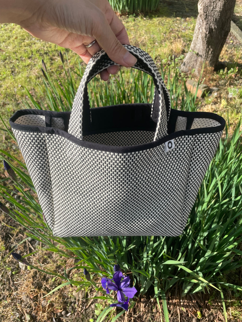 Sashiko Bag Small White Black Japanese Craft