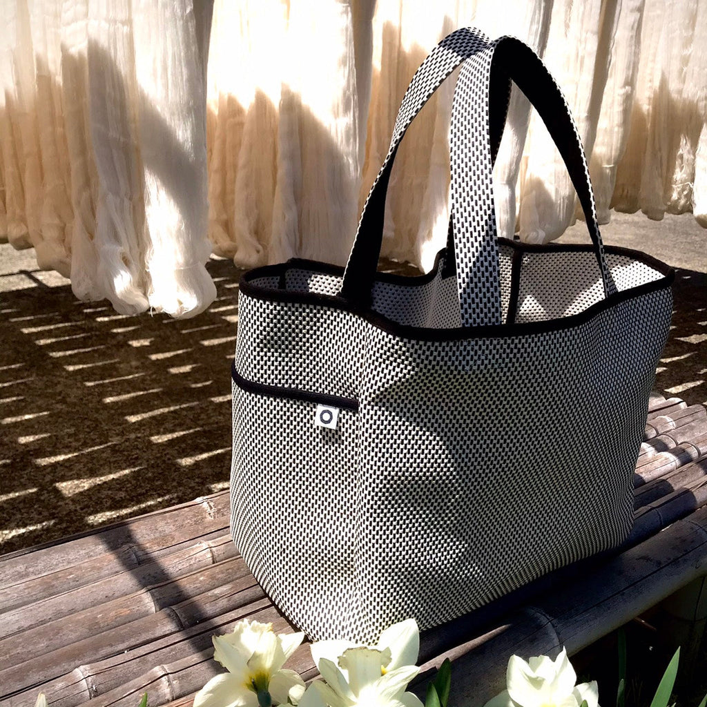 Sashiko Tote Bag Large White & Black