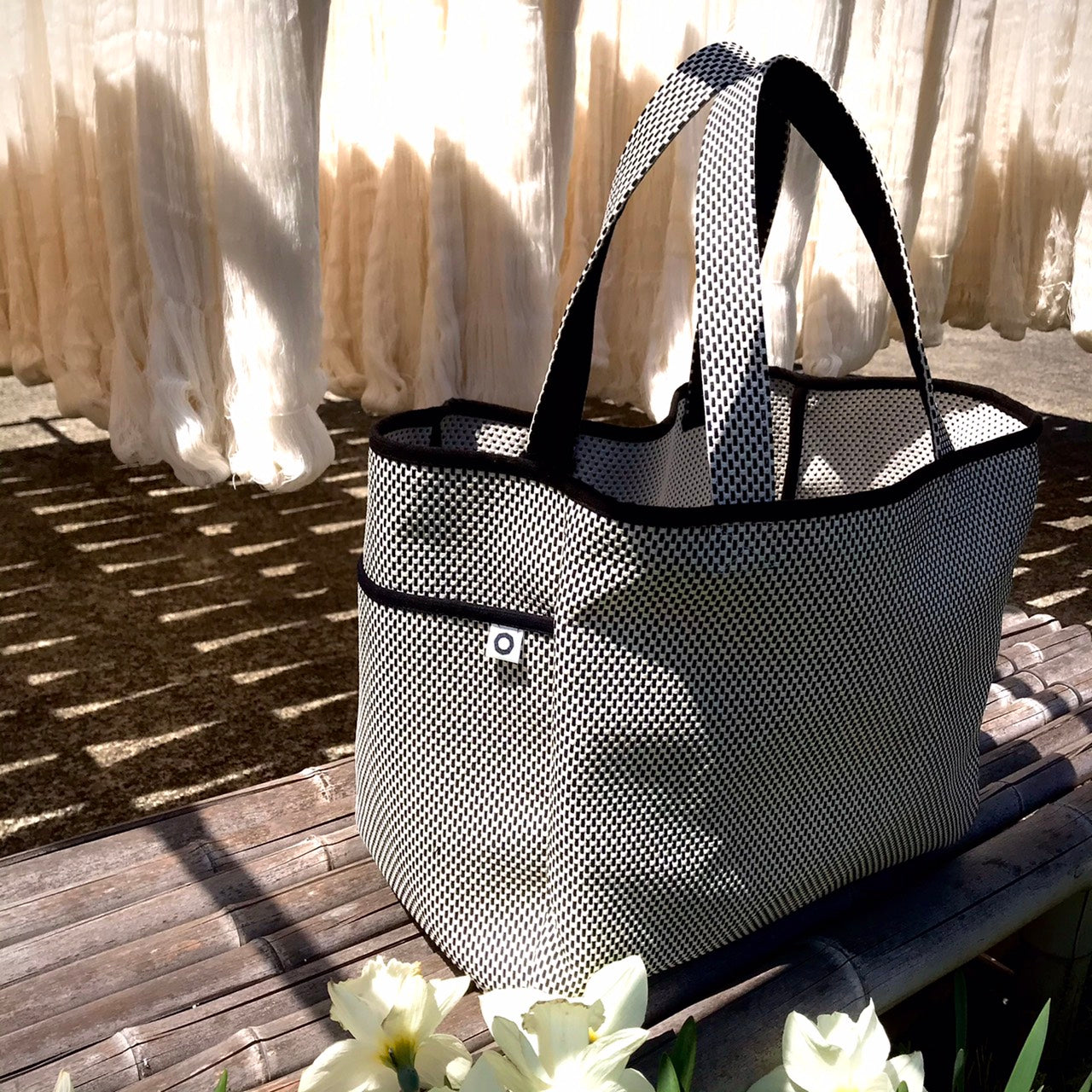 Sashiko Tote Bag Large White & Black