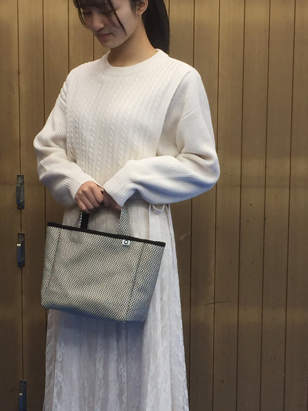 Sashiko Bag Small White Black Japanese Craft