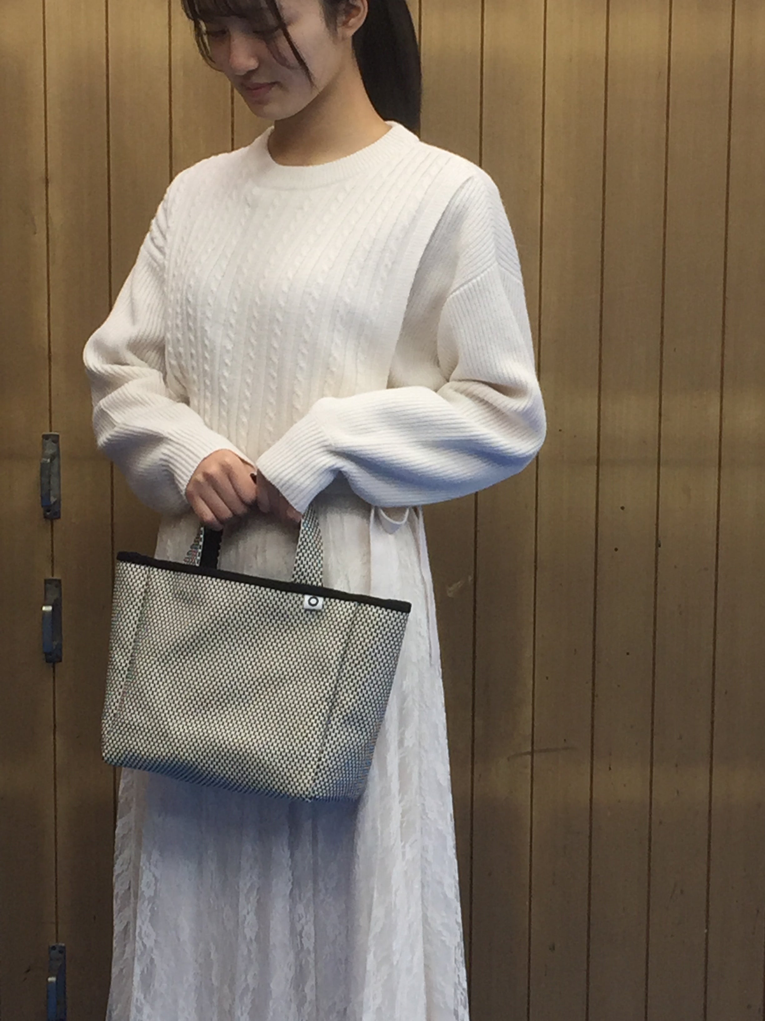 Sashiko Bag Small White Black Japanese Craft