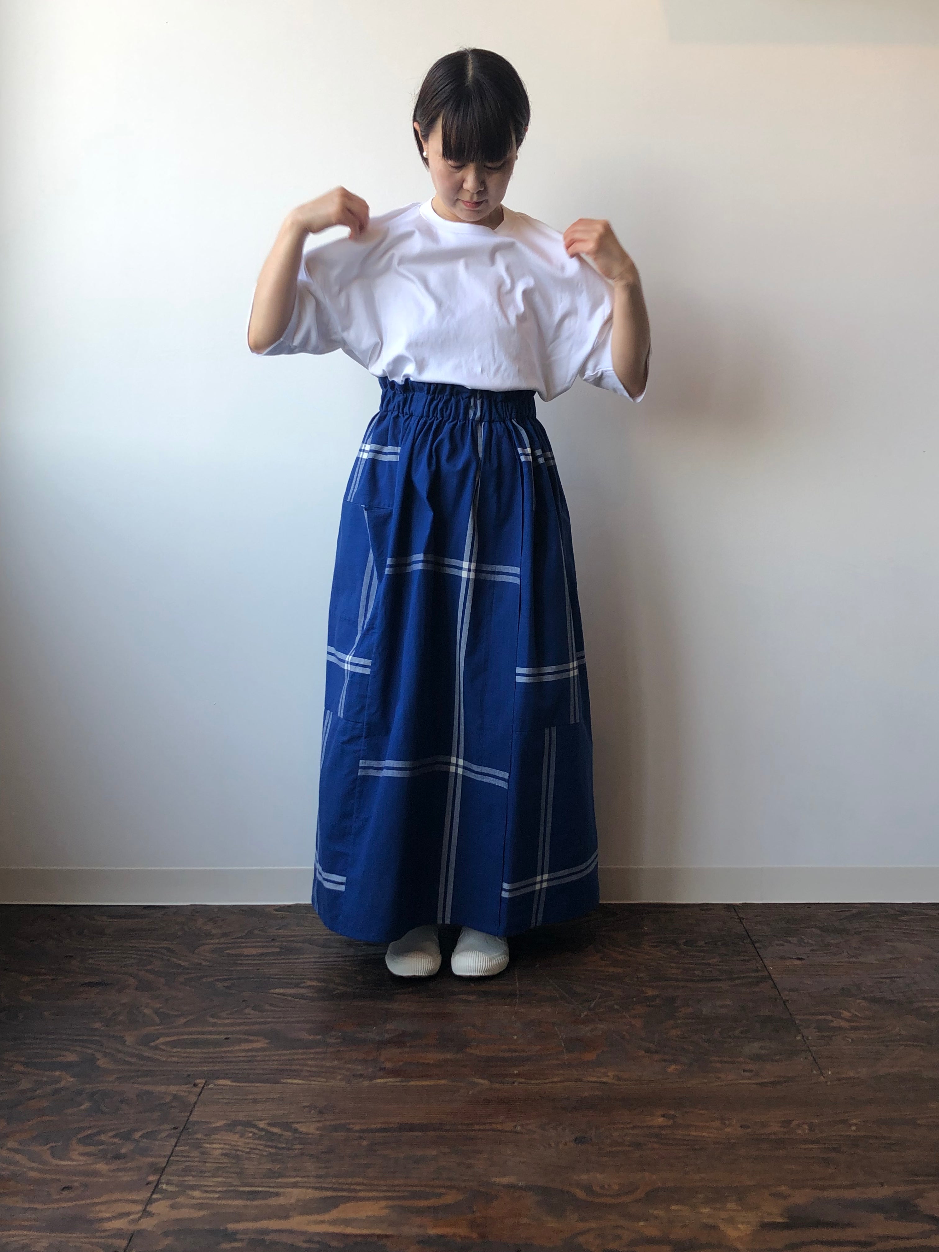 Katakai Cotton Skirt Royal Blue, Made-to-Order From Ojiya, Japan