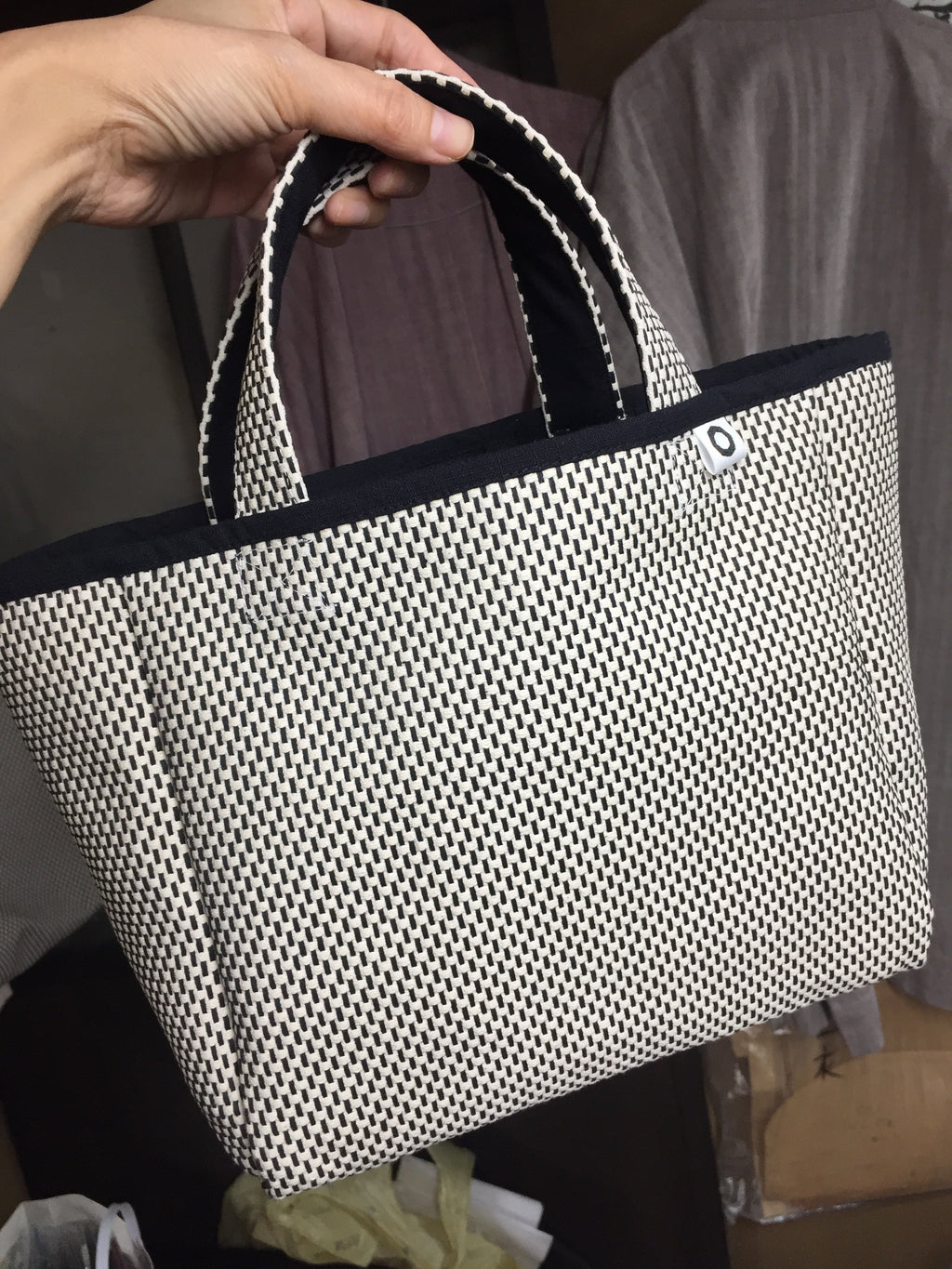 Sashiko Bag Small White Black Japanese Craft