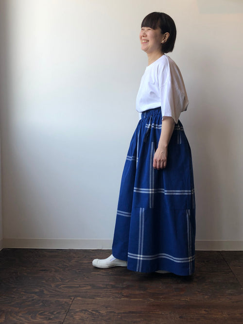 Katakai Cotton Skirt Royal Blue, Made-to-Order From Ojiya, Japan
