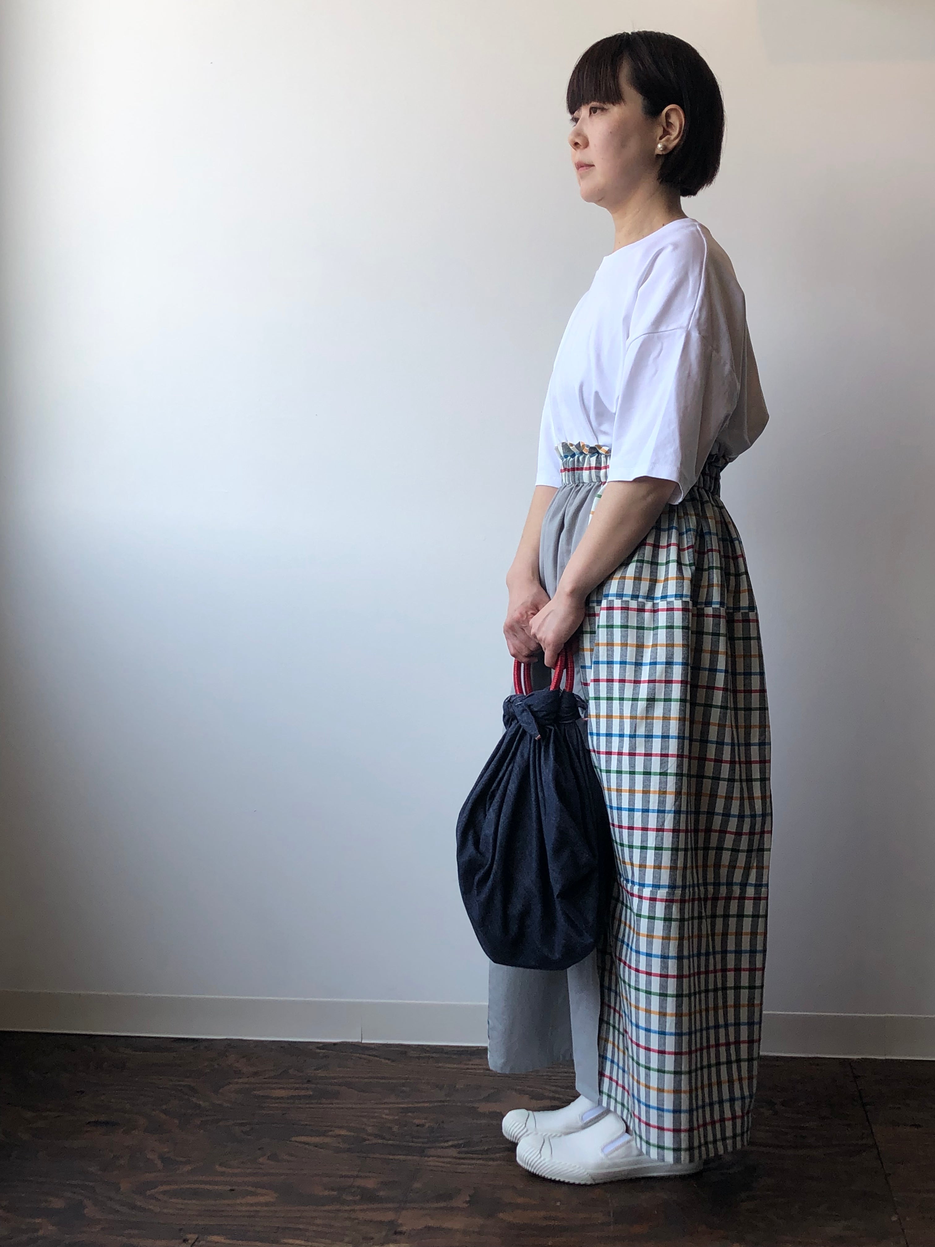 Katakai Cotton Skirt with Olympia Check, Made-to-Order From Ojiya, Japan
