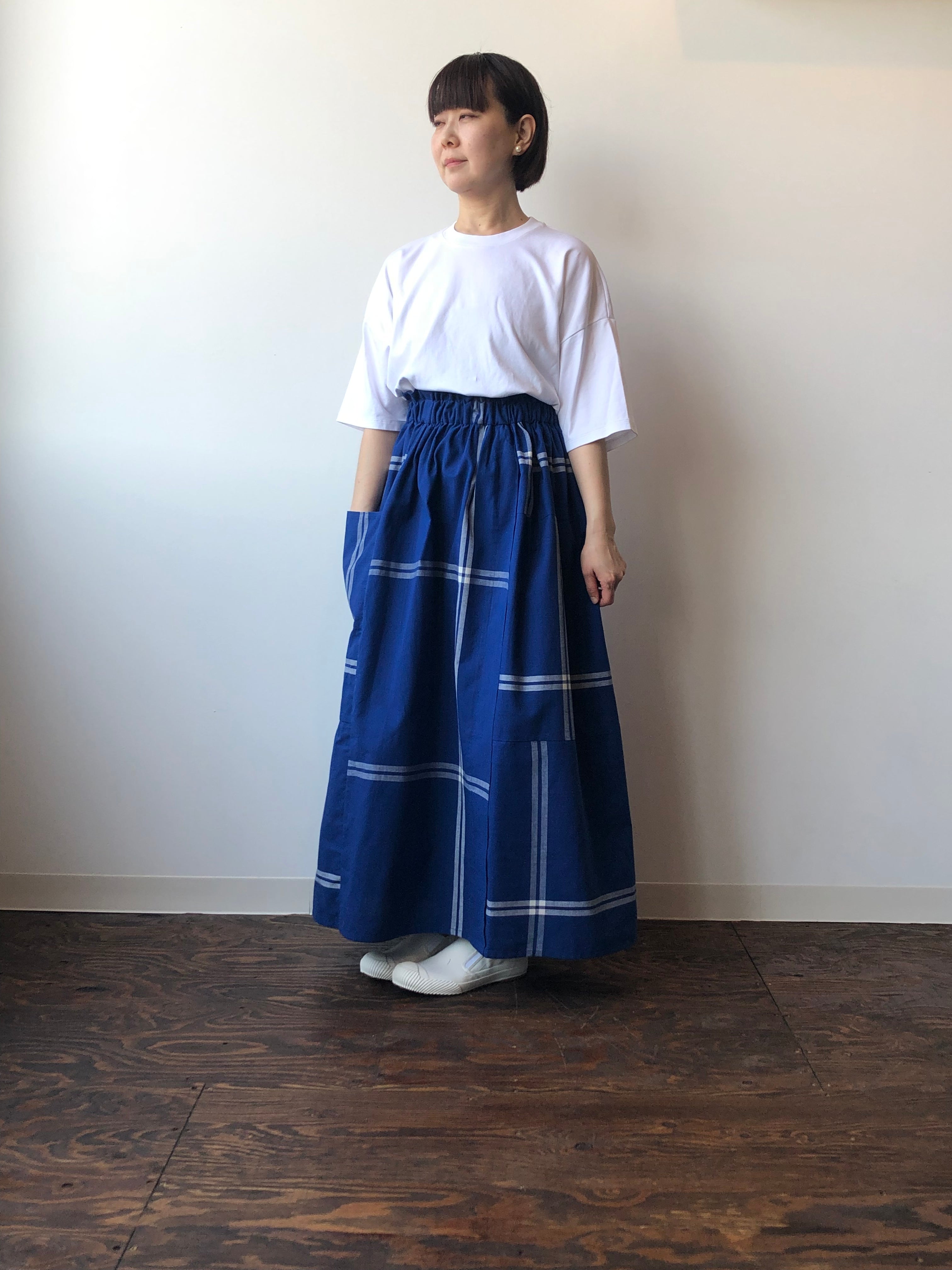 Katakai Cotton Skirt Royal Blue, Made-to-Order From Ojiya, Japan