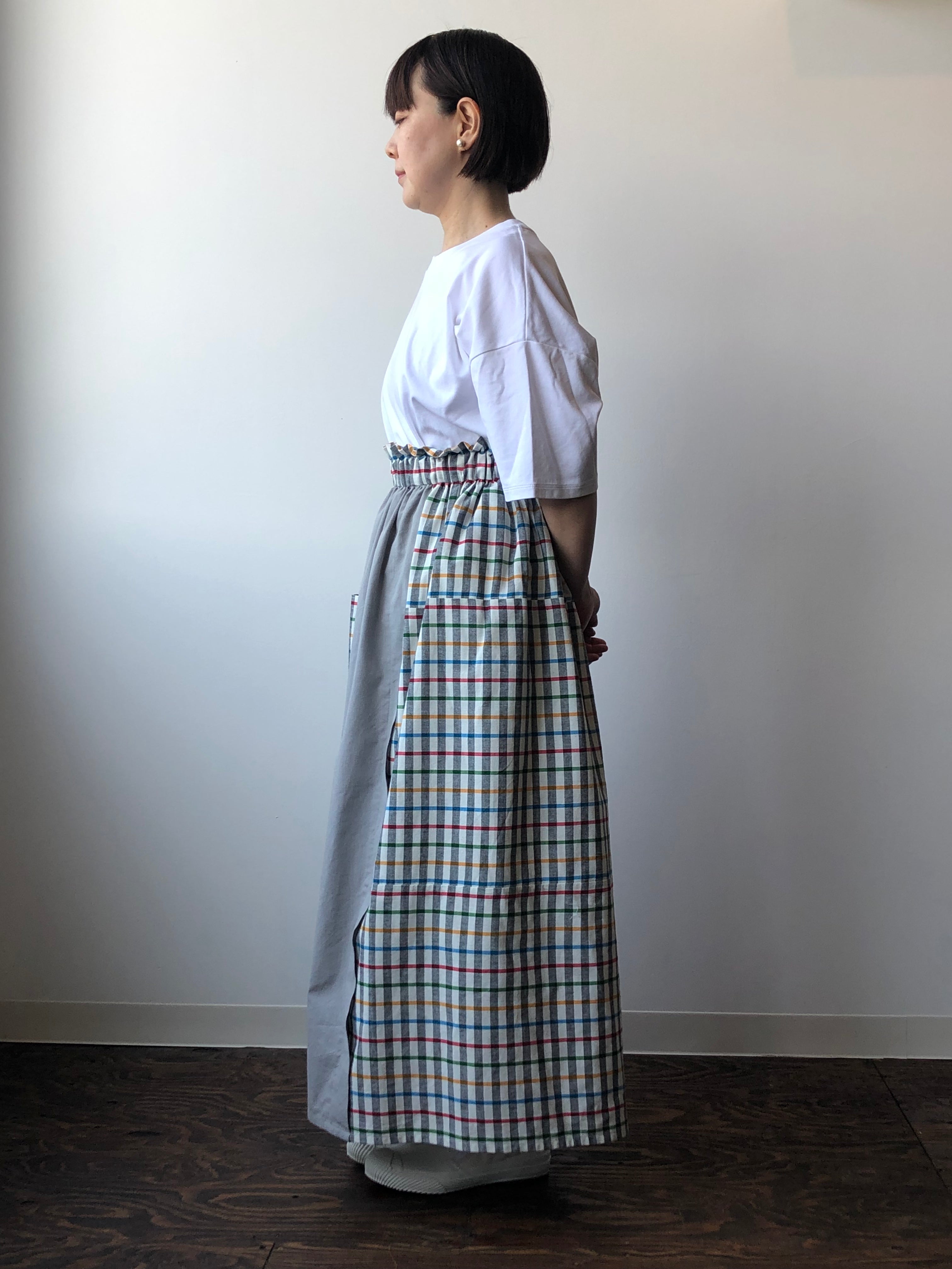 Katakai Cotton Skirt with Olympia Check, Made-to-Order From Ojiya, Japan