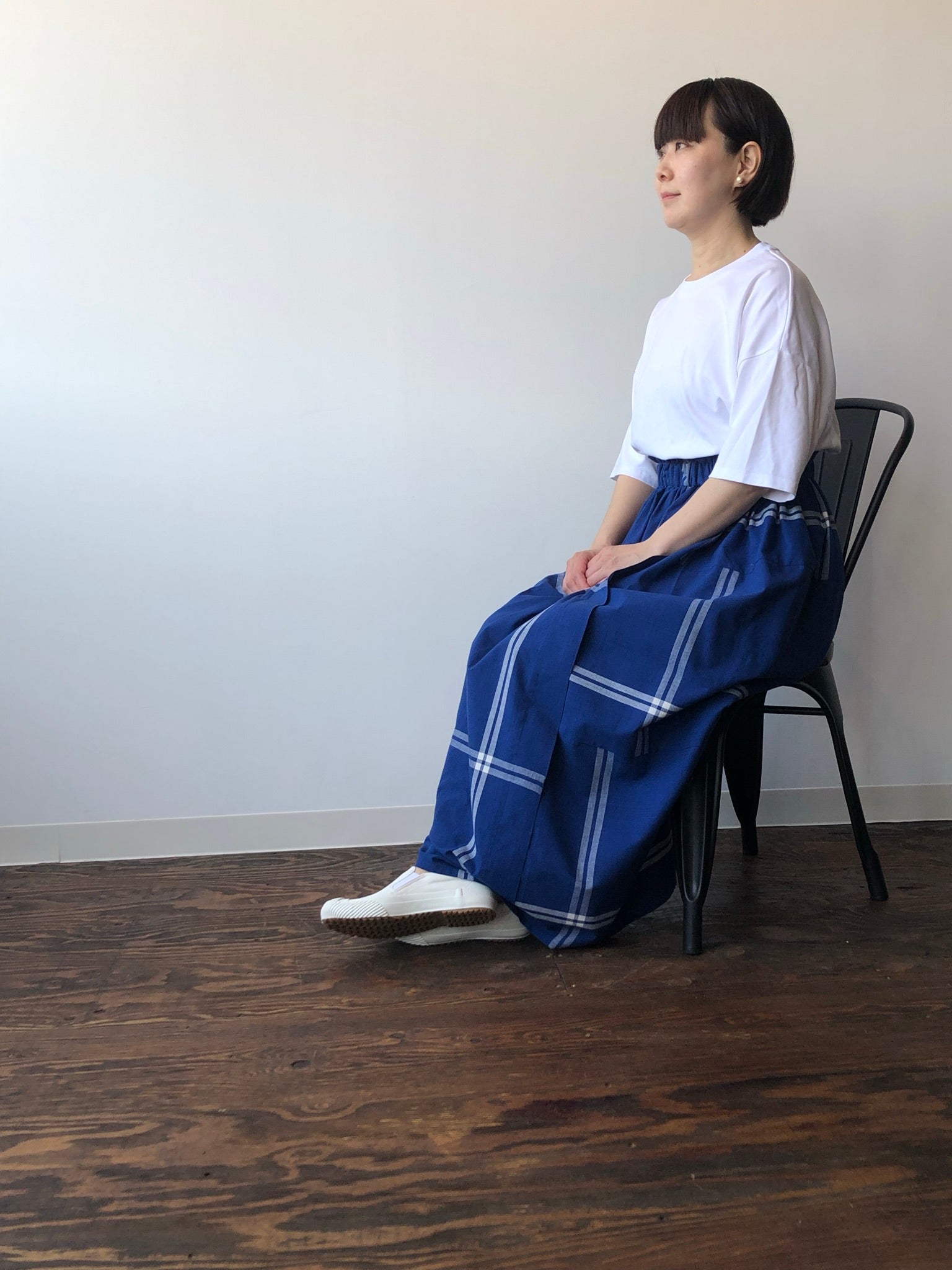 Katakai Cotton Skirt Royal Blue, Made-to-Order From Ojiya, Japan