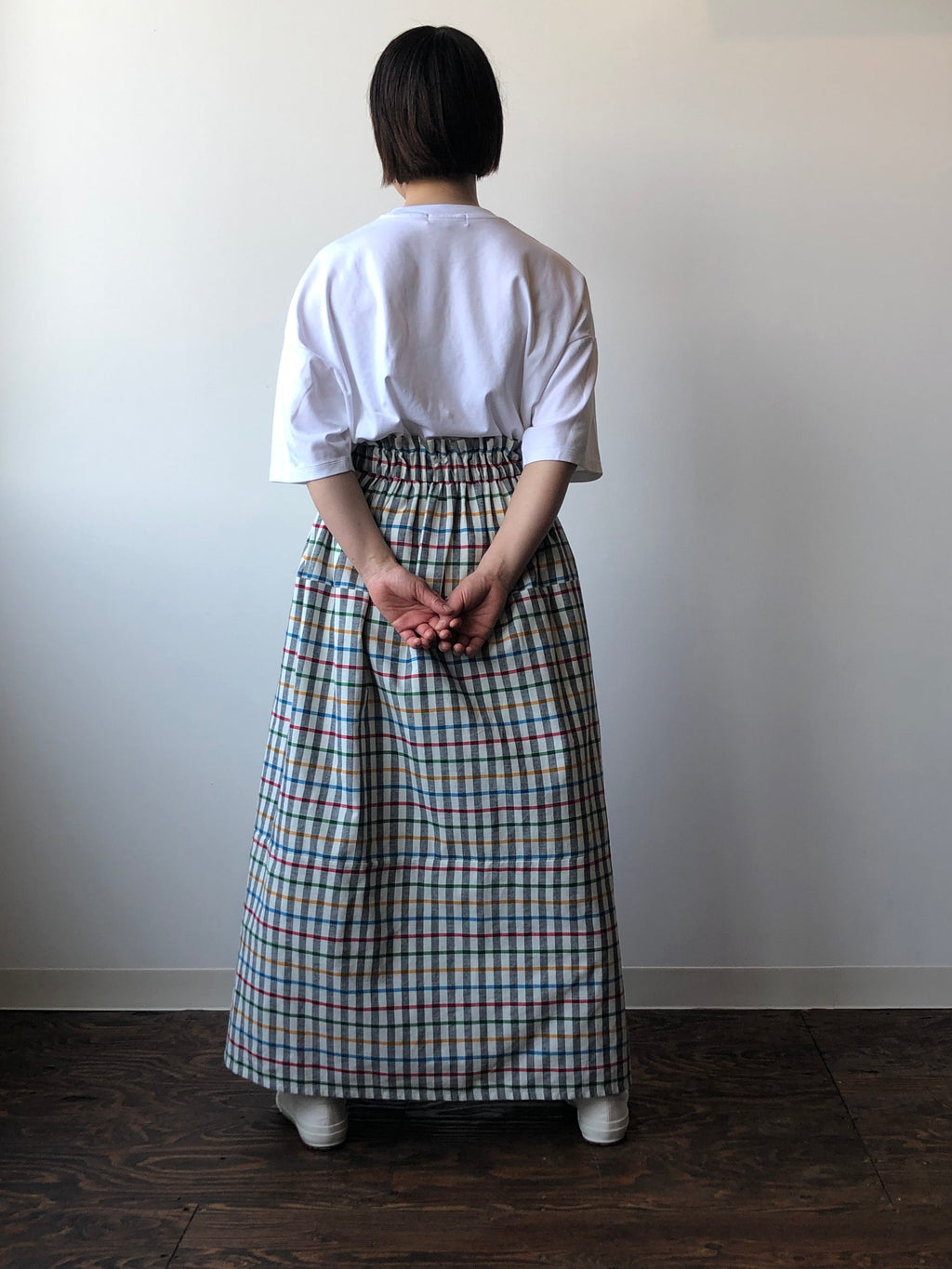 Katakai Cotton Skirt with Olympia Check, Made-to-Order From Ojiya, Japan