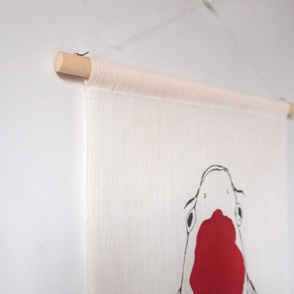 Ancient Tactility: Hand-Dyed Nishiki-koi Ojiya Chijimi Tapestry (Yuki-shiro White)