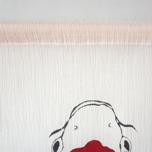 Ancient Tactility: Hand-Dyed Nishiki-koi Ojiya Chijimi Tapestry (Yuki-shiro White)