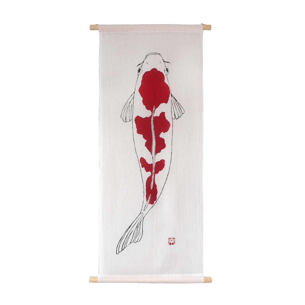 Ancient Tactility: Hand-Dyed Nishiki-koi Ojiya Chijimi Tapestry (Yuki-shiro White)
