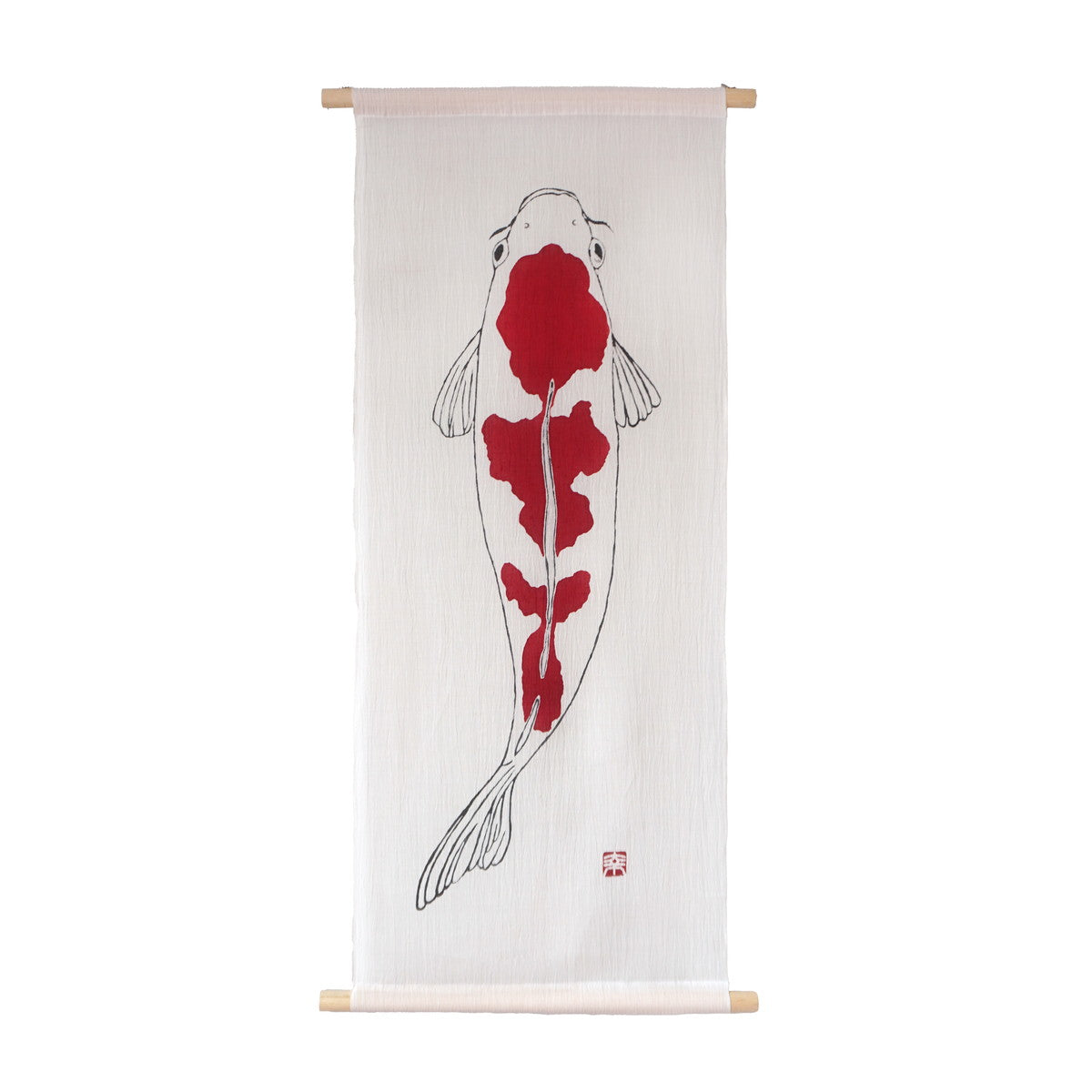 Ancient Tactility: Hand-Dyed Nishiki-koi Ojiya Chijimi Tapestry (Yuki-shiro White)