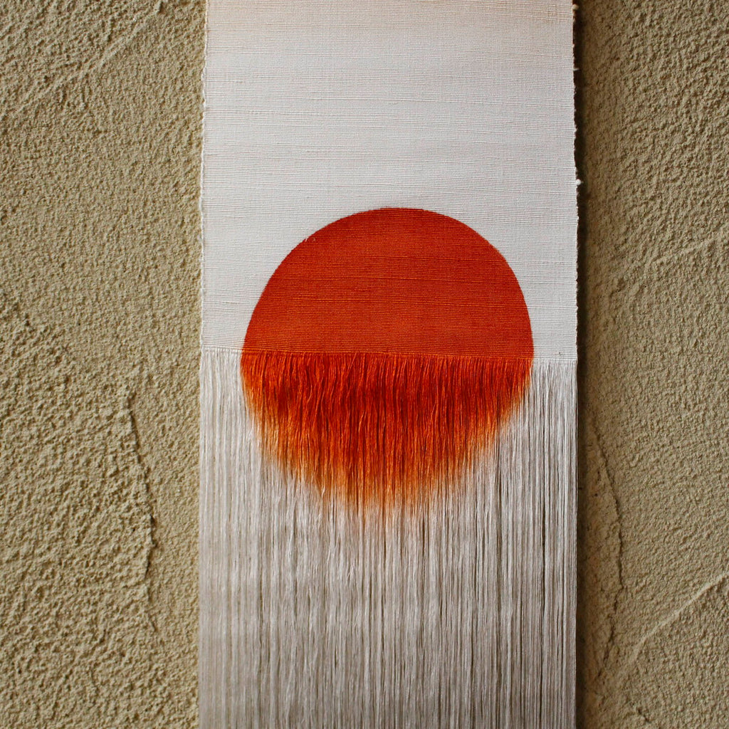 Radiant Dawn: Hand-Dyed Silk "Hogushi-ori" Tapestry - Morning Sun (100% Pure Silk) from Ojiya