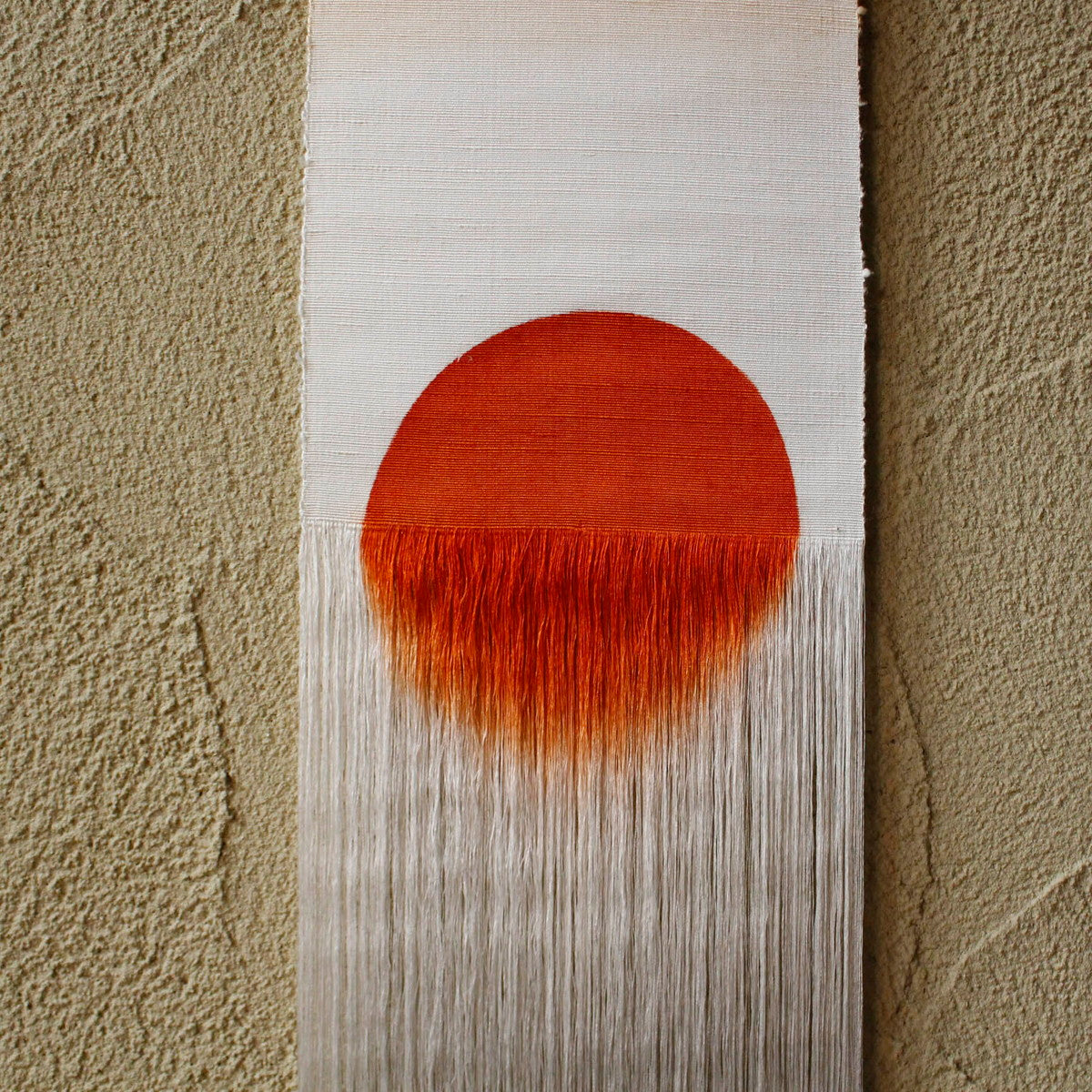 Radiant Dawn: Hand-Dyed Silk "Hogushi-ori" Tapestry - Morning Sun (100% Pure Silk) from Ojiya