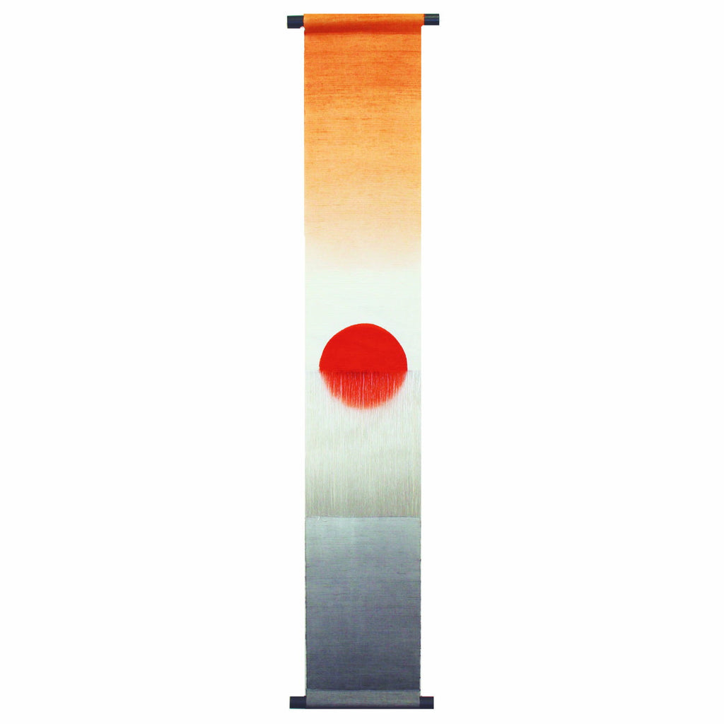 Radiant Dawn: Hand-Dyed Silk "Hogushi-ori" Tapestry - Morning Sun (100% Pure Silk) from Ojiya