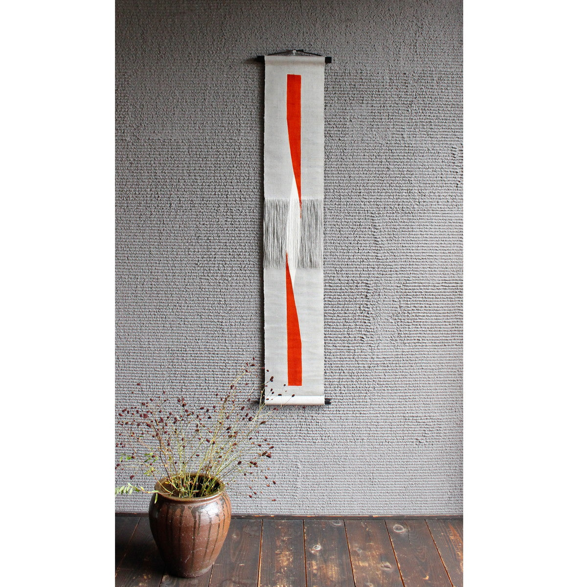 The Orange Bond: Hand-Dyed Silk "Hogushi-ori" Tapestry -  (100% Pure Silk) from Ojiya