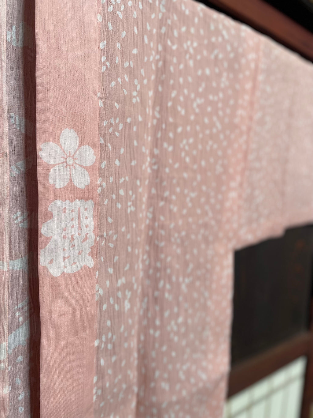 Traditional Hanten Sakura Peach Linen Haori - Ojiya Chijimi (Ramie)