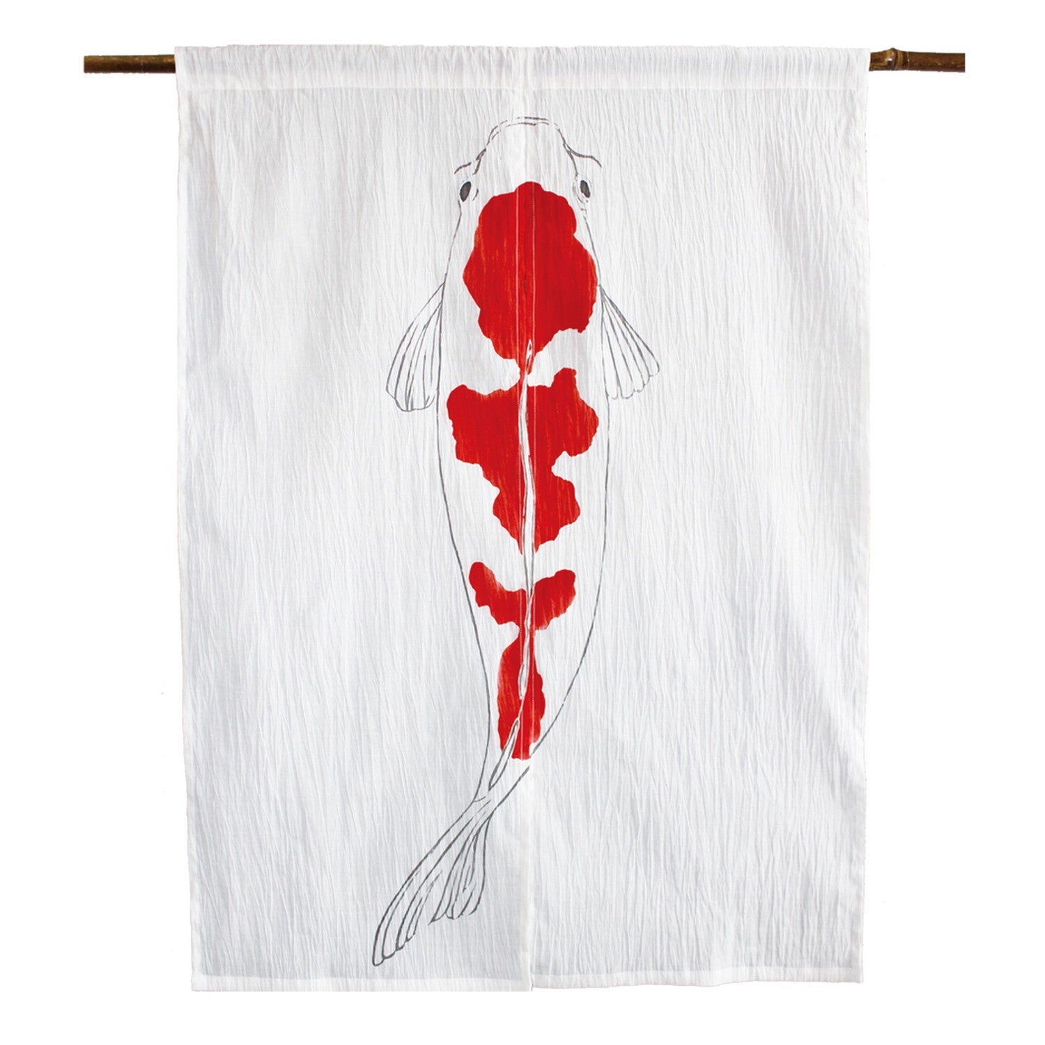 Ancient Tactility: Hand-Dyed Nishiki-koi Ojiya Chijimi Ramie Noren Curtain (Yuki-shiro White)
