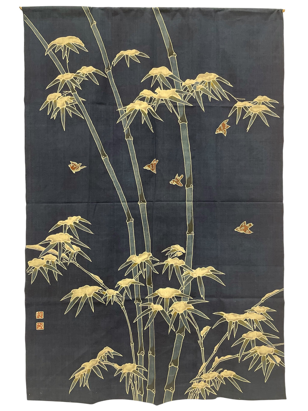 Bamboo in Snow (Take): Hand-Dyed Katakai Cotton Tapestry (KONNI 1751)