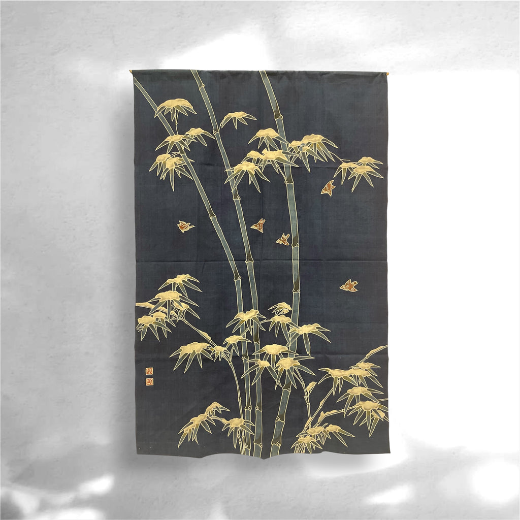 Bamboo in Snow (Take): Hand-Dyed Katakai Cotton Tapestry (KONNI 1751)